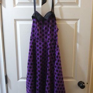 Women Purple And Black Polka Dot Dress Size XS